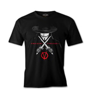 V for Vendetta - Freedom Siyah Erkek Tshirt