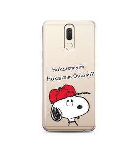 Snoopy Tasarımlı Süper Şeffaf Silikon Telefon Kılıfı Huawei Mate 10 Lite 
