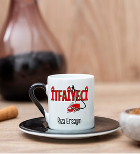 İtfaiyeci Siyah Türk Kahvesi Fincanı