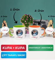 İkili Yeşil Turuncu Sevgiliye Sevgililer Günü Hediyesi 11 Kupa Bardak Anahtarlık
