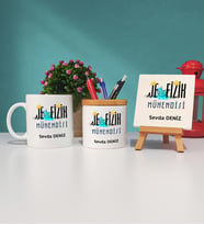 Jeofizik Mühendisi Kupa Bardak Kalemlik ve Dekoratif Taş Baskı Seti