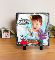 BK Gift Kişiye Özel Bebek Doğum Günü Karikatürlü Dekoratif Doğal Taş  2