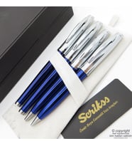 Scrikss 39 4'lü Set Lacivert Krom  Dolma Kalem + Roller Kalem + Tükenmez Kalem + Versatil Kalem Set  Scrikss Oscar  İsme Özel Kalem  Hediyelik Kalem
