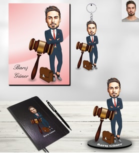 Kişiye Özel Avukat Karikatürlü 5 li Hediye Seti Bay-4