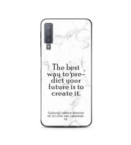 Samsung A7 (2018) Beyaz Mermer Söz Tasarımlı Telefon Kılıfı