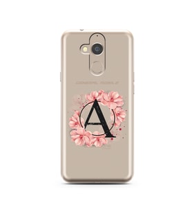 Pembe Çiçekli Harf Tasarım Süper Şeffaf Silikon Telefon Kılıfı General Mobile GM