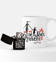 BK Gift Kişiye Özel Annem ve Ben Çakmak ve Kupa Seti (Model 1)