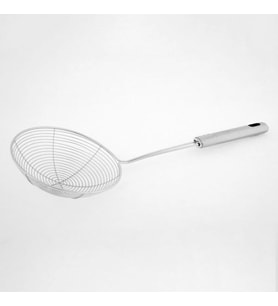 UN 1401 PRATİK KULLANIŞLI SÜZGEÇLİ YAĞ KEVGİRİ - KIZARTMA KEVGİRİ METAL SAPLI 14 CM (Gümüş)