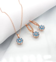 Else Silver 925 Ayar Gümüş  Nergis Çiçeği Kolye Küpe Kombin