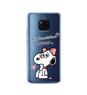 Snoopy Tasarımlı Süper Şeffaf Silikon Telefon Kılıfı Huawei Mate 20 Pro 