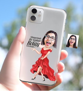 BK Gift Kişiye Özel Bayan Kolay Yetişmiyor Karikatürlü iPhone 11 İnce Şeffaf Silikon Telefon Kapağı-1 (Beyaz)