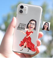 BK Gift Kişiye Özel Bayan Kolay Yetişmiyor Karikatürlü iPhone 11 İnce Şeffaf Silikon Telefon Kapağı-1 (Beyaz)