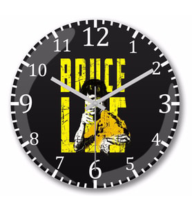 Bruce Lee Duvar Saati Bombeli Gercek Cam