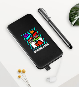 BK Gift Kişiye Özel Canım Babam Siyah 5000 mAh Powerbank ve Kalem Seti-3 (Model 1)