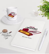 BK Gift Kişiye Özel Okul Müdürü Beyaz Defter Kalem Türk Kahvesi Fincanı Seti-1 (Model 1)