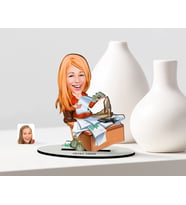 BK Gift Kişiye Özel Bayan Patron Karikatür Ahşap Biblo - 3 (Çok Renkli)