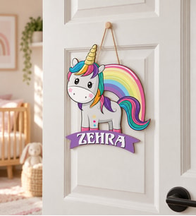 Gifties Minik Unicorn Temalı Kişiye Özel Kapı Süsü