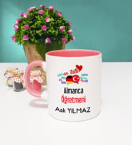 Mesajlı Almanca Öğretmeni Kupa Bardak Pembe