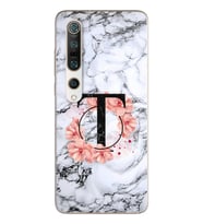 Mermer Çiçekli Harf Tasarım Süper Şeffaf Silikon Telefon Kılıfı Xiomai Mi10- Mi 