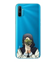 Kapalı Çiçekli Kız Tasarımlı Süper Şeffaf Silikon Telefon Kılıfı Oppo Realmi C3