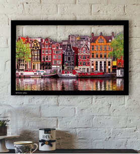 BK Gift Kişiye Özel Amsterdam Evleri Temalı 3D Ahşap Tablo-3