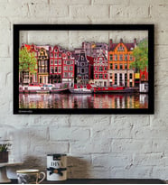 BK Gift Kişiye Özel Amsterdam Evleri Temalı 3D Ahşap Tablo-3