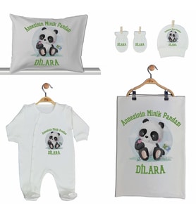 Pia Baby GL 2009 İsme Özel Pandalı Beşli Tulum Set