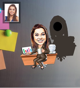 Kişiye Özel Patron Karikatürlü Ahşap Magnet Bayan-2