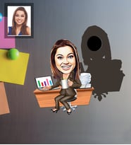 Kişiye Özel Patron Karikatürlü Ahşap Magnet Bayan-2