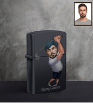 Kişiye Özel Golfçü Karikatürlü UV Baskılı Siyah Benzinli Çakmak Bay-2