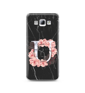 Mermer Çiçekli Harf Tasarım Süper Şeffaf Silikon Telefon Kılıfı Samsung A8 (2015