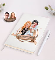 BK Gift Kişiye Özel Yılın En Mükemmel Çifti Karikatürlü Beyaz Defter ve Kalem Hediye Seti-16