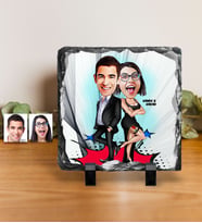 BK Gift Kişiye Özel Sevgililer Karikatürlü Dekoratif Doğal Taş  6