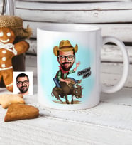 BK Gift Kişiye Özel Bay Rodeocu Karikatür Beyaz Kupa Bardak