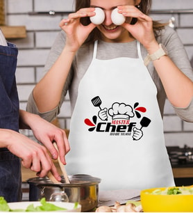 BK Gift Kişiye Özel Chef Beyaz Mutfak Önlüğü  2