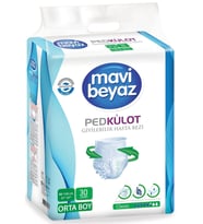 Mavi Beyaz Ped Emici Külot Hasta Bezi Medium Orta (30 Adet)