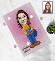Kişiye Özel Fotoğrafçı Tasarımlı Karikatür A4 99 Parça Puzzle Bayan-1