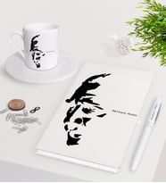 BK Gift Kişiye Özel Atatürk Temalı Beyaz Defter Kalem Türk Kahvesi Fincanı Seti-7 (Model 1)
