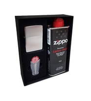Zippo Çakmak Polish Parlak Gri Hediyelik Benzin Taş Set du10polis