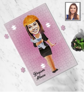 Kişiye Özel Mühendis Tasarımlı Karikatür A3 240 Parça Puzzle Bayan-1