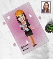 Kişiye Özel Mühendis Tasarımlı Karikatür A3 240 Parça Puzzle Bayan-1