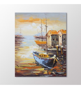 Arty Tablo Sahilde Yelkenliler Tablo (Karışık)