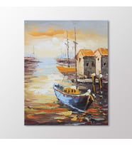 Arty Tablo Sahilde Yelkenliler Tablo (Karışık)