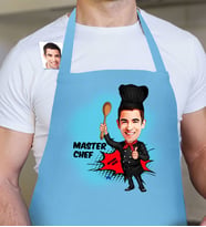 BK Gift Kişiye Özel Bay Chef Karikatür Mavi Mutfak Önlüğü  2