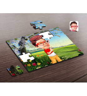 BK Gift Kişiye Özel Erkek Çocuk Karikatürlü Ahşap Puzzle-1