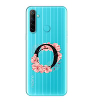 Pembe Çiçekli Harf Tasarım Süper Şeffaf Silikon Telefon Kılıfı Oppo Realmi 6i O-