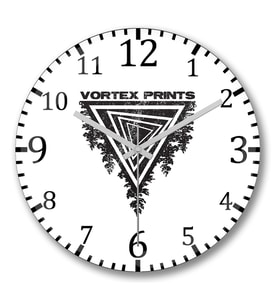 Vortex Prints Logo Duvar Saati Bombeli Gercek Cam