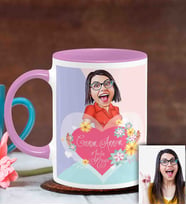 BK Gift Kişiye Özel Anneler Günü Temalı Karikatürlü Pembe Kupa Bardak P8