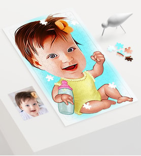 BK Gift Kişiye Özel Bebek Karikatür 240 Parça A3 Puzzle  1