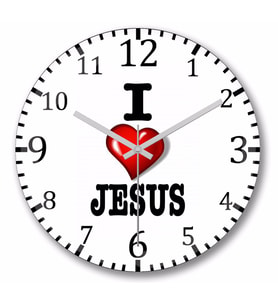 Eu Amo Jesus Duvar Saati Bombeli Gercek Cam